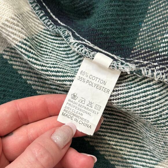 Green White Plaid Oversized Boxy Shacket Jacket Size Small - Picture 4 of 6